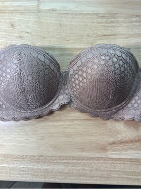 Lace with removable straps Strapless Push-Up Bra in Taupe with lace